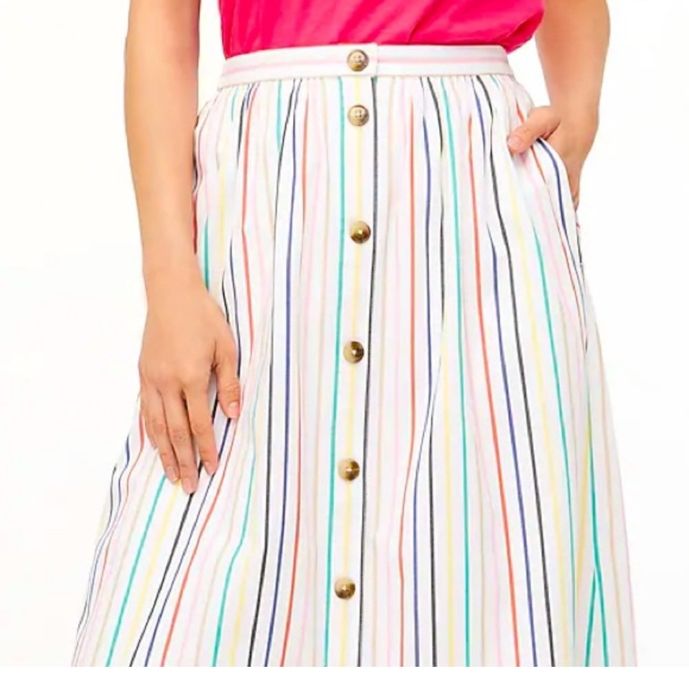 J Crew Striped Button-Down Skirt w/ Pockets
